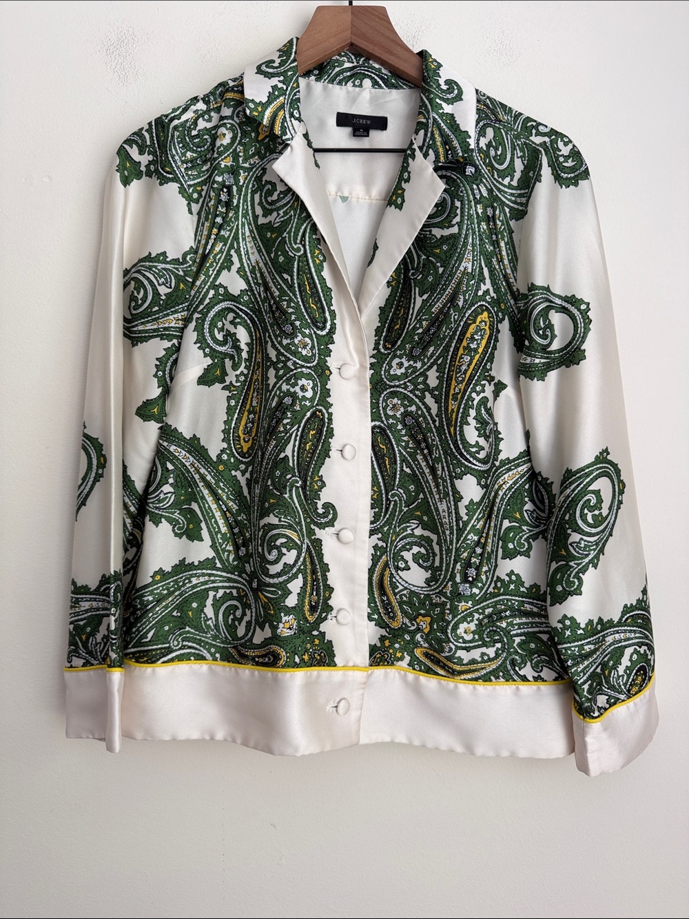 J. Crew Drapey Button-up Shirt in Green Paisley Print Size S - Picture 2 of 7